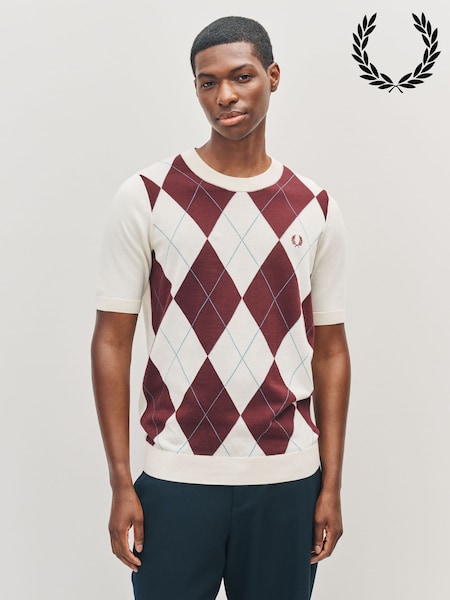 Fred Perry Natural Argyle Knitted T-Shirt (F56982) | €170