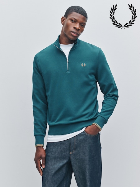 Fred Perry Blue Half Zip Sweatshirt (F56989) | €139