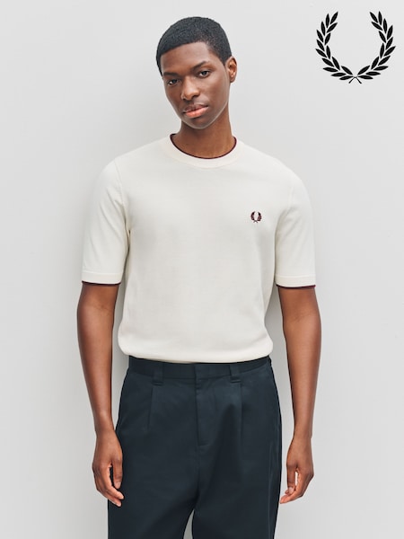 Fred Perry Natural Pique Stitch Knitted T-Shirt (F57009) | €132
