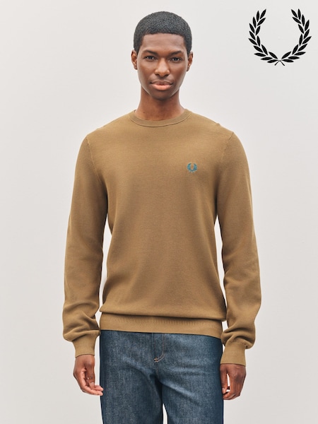 Fred Perry Pique Stitch Brown Jumper (F57016) | €147