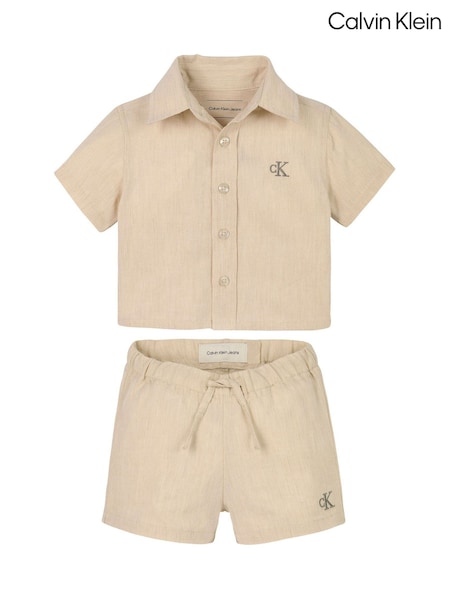 Calvin Klein Grey Soft Linen Shorts Set (F57136) | ₪377