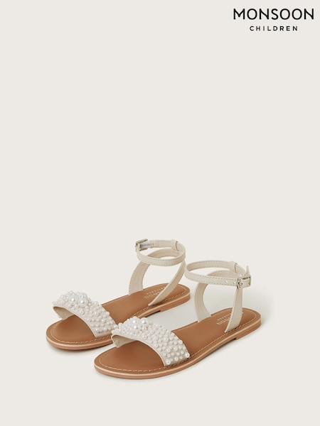 Monsoon Natural Pearl Bead Strappy Sandals (F57160) | ₪126 - ₪146