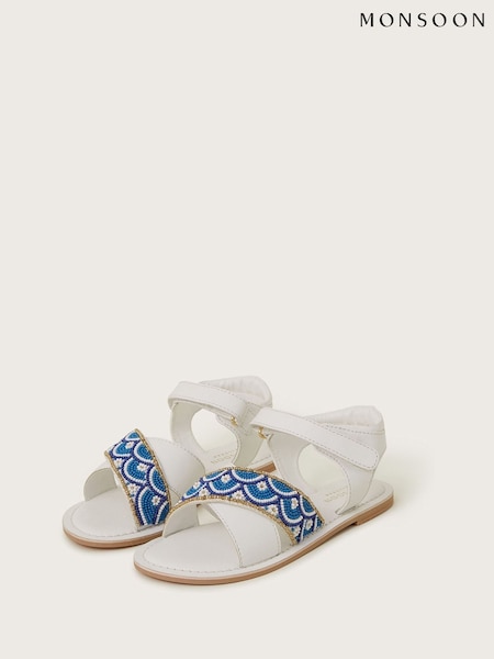 Monsoon White Beaded Strappy Sandals (F57165) | 124 QAR - 144 QAR