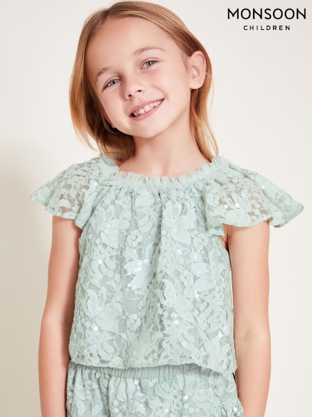 Monsoon Green Thea Lace Sequin Top (F57167) | 1,562 UAH - 1,802 UAH