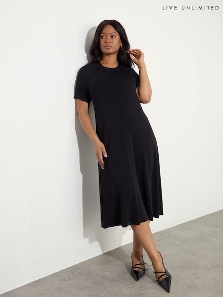 Live Unlimited Black Curve Jersey Short Raglan Sleeve Dress (F57200) | €118