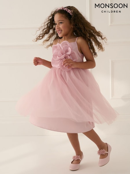 Monsoon Pink Annabelle Flower Bodice Tulle Dress (F57257) | €71 - €85
