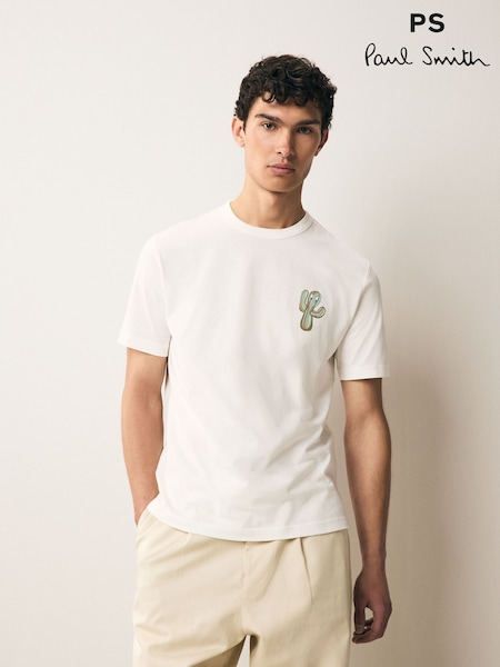 PS Paul Smith Regular Fit Graphic White T-Shirt (F57336) | €93