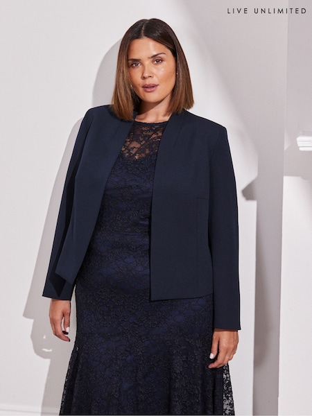 Blå - Live Unlimited Cropped Peplum Blazer (F57410) | kr2 720