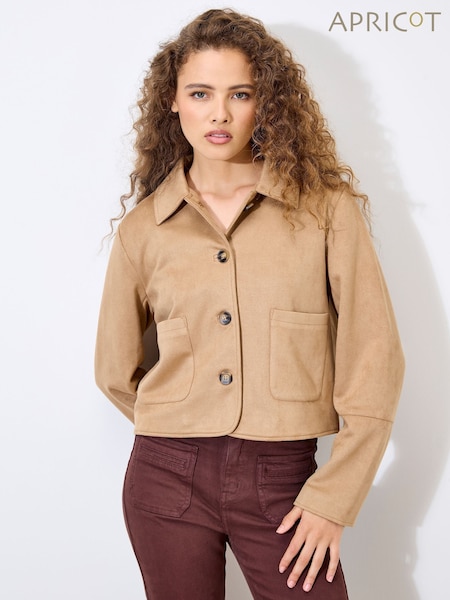Apricot Natural Suedette Two Pocket Jacket (F57455) | €69