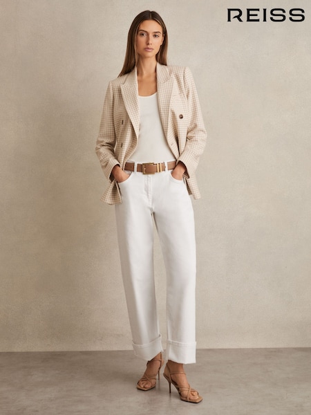Reiss White Belinda Straight Leg Turn Up Jeans (F57562) | €213