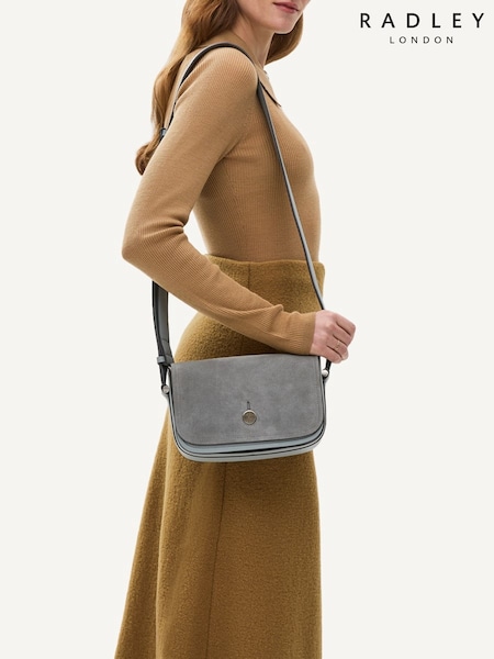 Radley London Medium Grey Bathurst Mews Suede Flapover Cross-Body Bag (F57576) | €279
