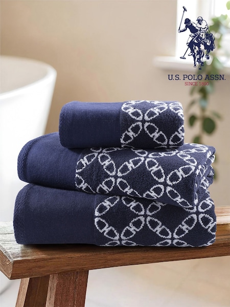 U.S. Polo Assn. Navy Iris Pure Cotton Geo Towel (F57647) | AED175 - AED262