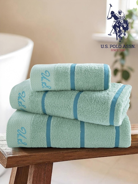 U.S. Polo Assn. Harbour Grey Pure Cotton Satin Stripe Towel (F57648) | €46 - €59