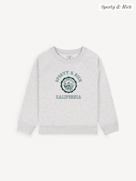 Sporty & Rich Grey Kids California Emblem Crewneck Sweatshirt (F57676) | AED524