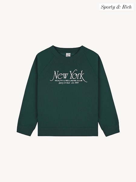 Sporty & Rich Green Kids NY 94 Crewneck Sweatshirt (F57681) | AED524