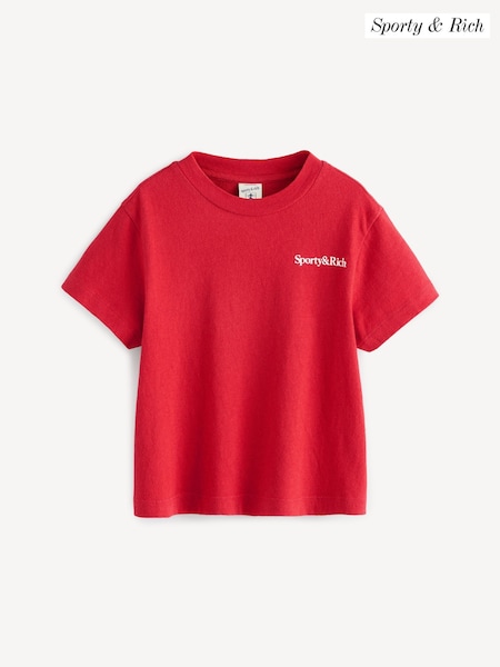 Sporty & Rich Red Kids Eat More Veggies Sweattop (F57686) | AED320