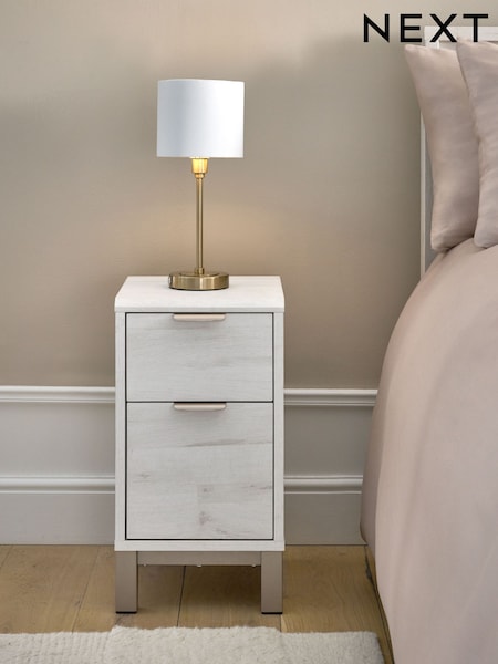 White Bronx Oak Effect Set of 2 Bedside Table (F57722) | €305