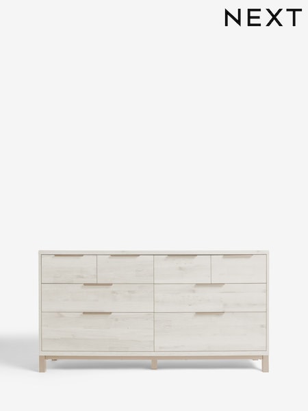 White Bronx Oak Effect 8 Drawer Chest of Drawers (F57723) | €610