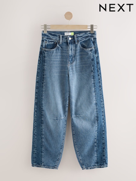 Contrast SIde Panel Blue Horseshoe Barrel Jeans (F57755) | €45