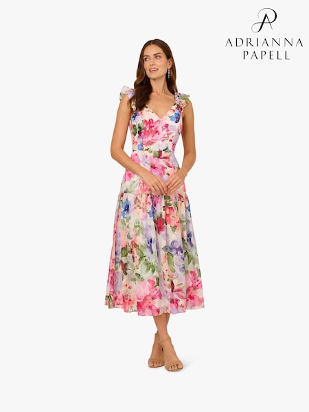 Adrianna Papell Sweetheart Midi White Dress (F57851) | ₪950