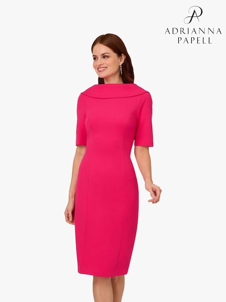 Adrianna Papell Pink Roll Neck Sheath With V Back Dress (F57853) | 539 QAR