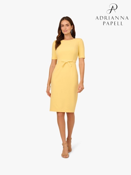 Adrianna Papell Yellow Mini Bow Front Sheath Dress (F57856) | R$ 1.275