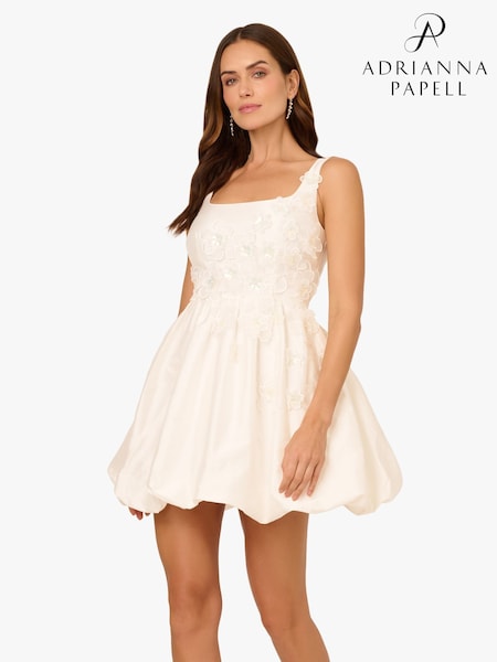 Adrianna Papell Bead Taffeta Bubble White Dress (F57858) | ₪1,303