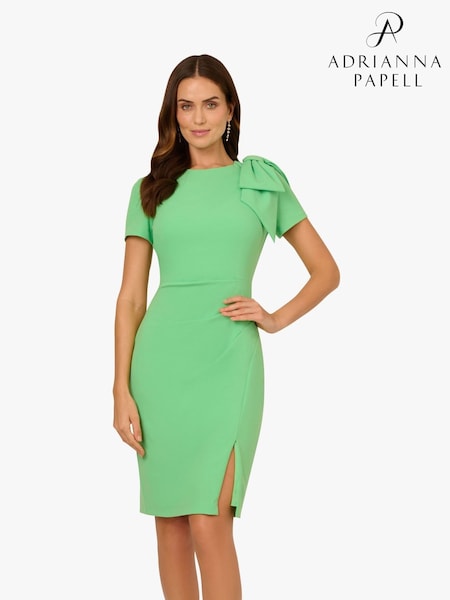 Adrianna Papell Green Pleated Bow Midi Dress (F57860) | 8,351 UAH