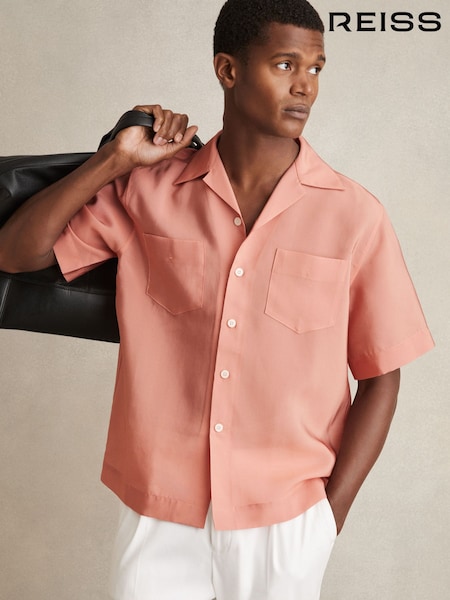 Reiss Dusty Rose Wrexham Organza Twin-Pocket Oversize Shirt (F57871) | €160
