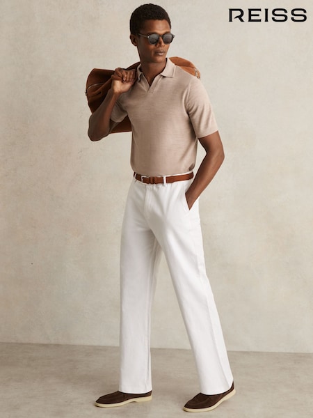 Weiß - Reiss Shade Cotton-Linen Relaxed-Fit Trousers (F57874) | 172 €