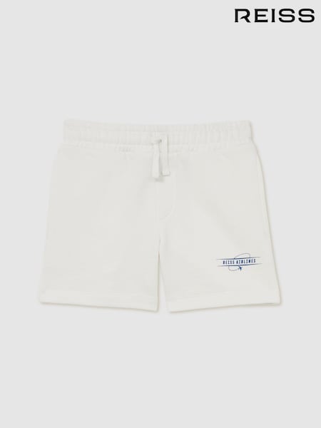 أبيض/أزرق - Reiss Hughes Cotton-Blend Airlines-Print Shorts (F57900) | ‏230 د.إ.‏