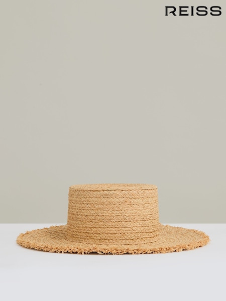 Reiss Natural Freya Straw Boater Hat (F57914) | €125