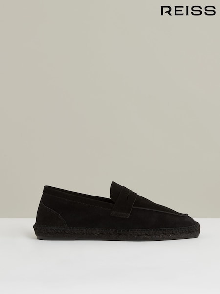 Reiss All Black Cannes Suede Penny-Strap Espadrilles (F57923) | €186