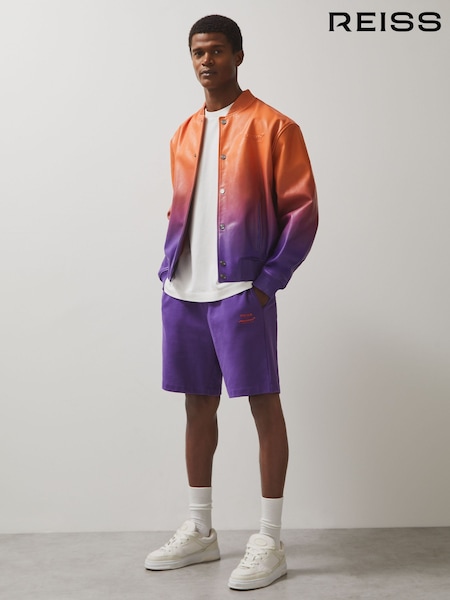 Reiss Papaya Orange/Purple Icon McLaren F1 Team Ombré Leather Jacket (F57924) | €1,995