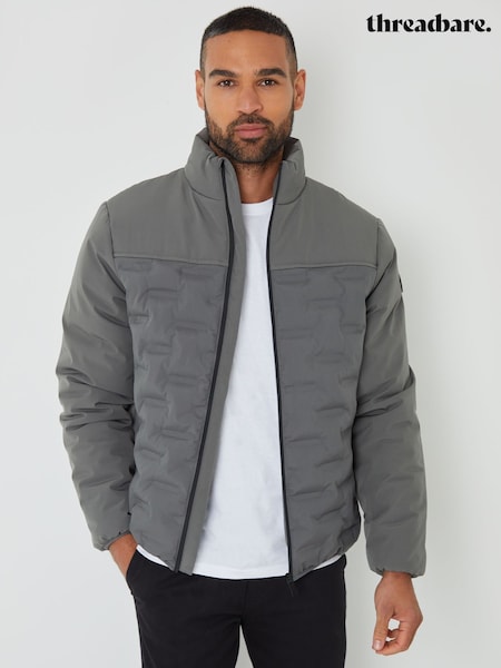 Threadbare Grey Quilted Panel Funnel Neck Jacket (F57977) | BGN 145