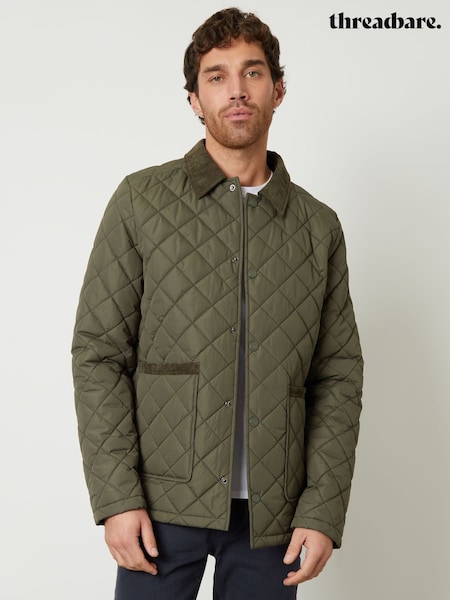 Threadbare Khaki Diamond Quilted Collared Patch Pocket Jacket (F57980) | €66