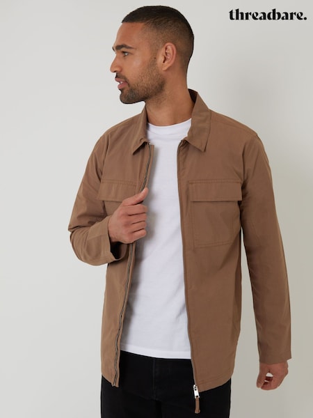 Threadbare Brown 100% Cotton Poplin Lightweight Collared Jacket (F57981) | R$ 490