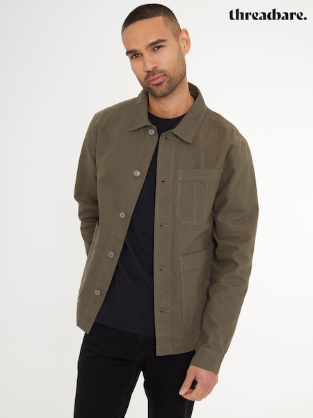 Threadbare Khaki Button Up Lightweight Collared Utility Jacket (F57982) | R$ 465