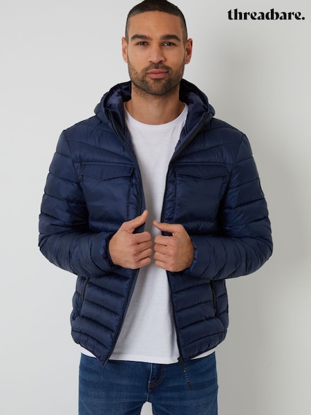 Threadbare Navy Hooded Puffer Jacket (F57989) | R$ 525