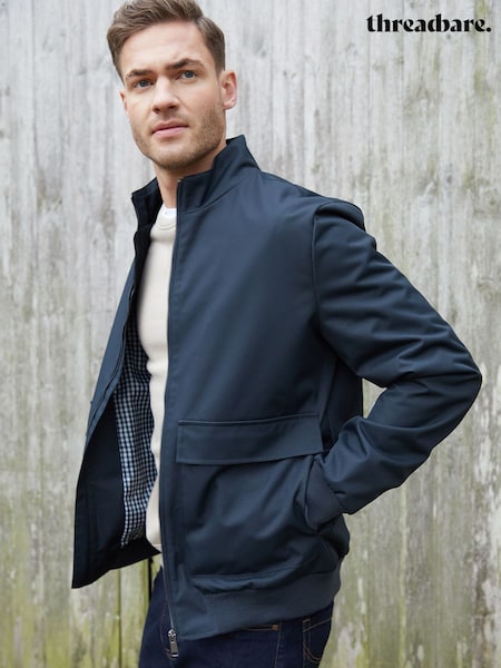 Threadbare Blue Patch Pocket Funnel Neck Harrington Style Jacket (F57994) | $72