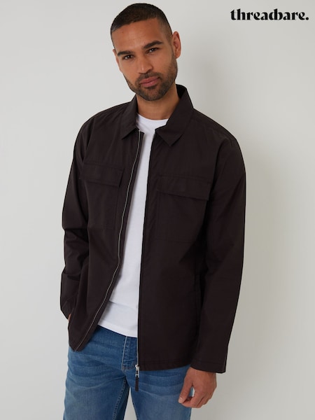 Threadbare Black 100% Cotton Poplin Lightweight Collared Jacket (F57999) | R$ 490
