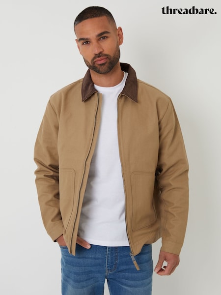 Threadbare Brown 100% Cotton Corduroy Collar Lightweight Jacket (F58008) | €64