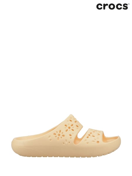 Crocs Cream Classic Floral Print Cut Out Sandals (F58013) | €51