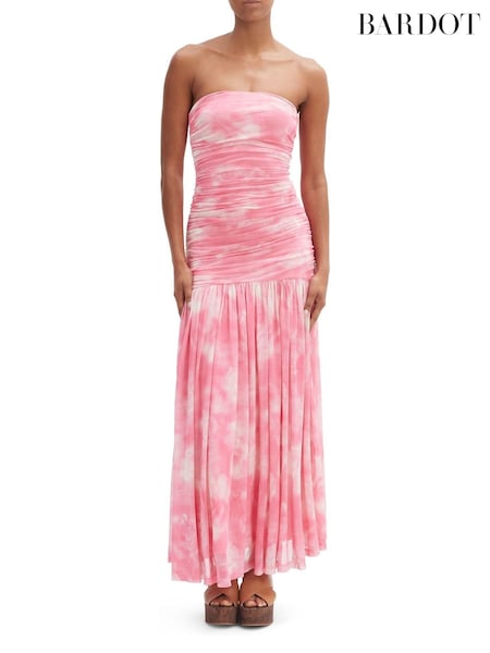 Bardot Pink Solana Printed Mesh Maxi Dress (F58104) | R$ 1.275