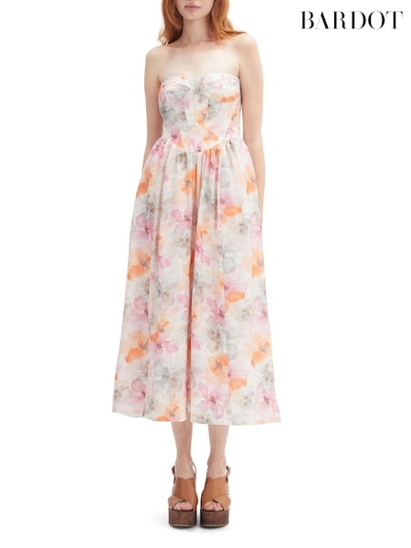 Bardot Orange Lola Corset Midi Dress (F58105) | R$ 1.470