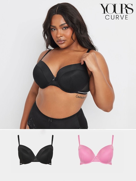 Yours Curve Pink Mesh Padded Plunge Bras 2 Pack (F58116) | €50