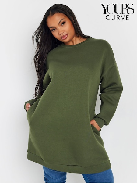 ירוק - Yours Curve Sweatshirt Dress (F58149) | ‏146‏₪