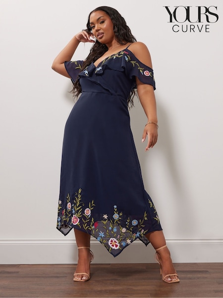 Yours Curve London Embroidered Cold Shoulder Dress (F58154) | €83