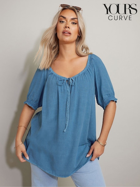 Yours Curve Chambray Boho Top (F58162) | ‏78 د.إ.‏