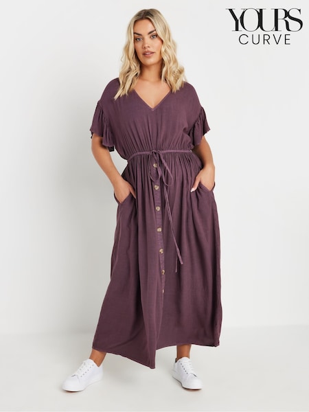 Yours Curve Purple Chambray Washed Boho Dress (F58165) | ₪186